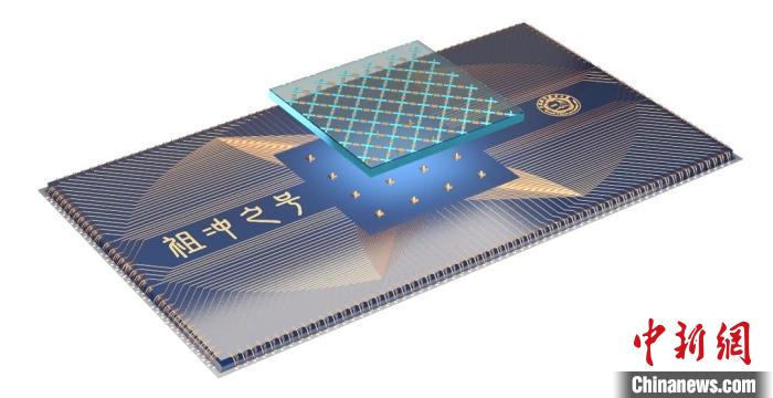 量子計算芯片示意圖。