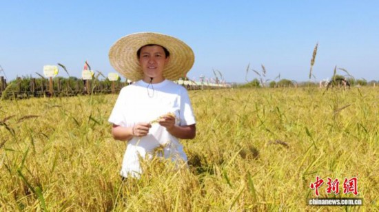 全國人大代表、寧安市渤海鎮(zhèn)上官地村黨支部書記、村委會主任陳雨佳在稻田中。 受訪者供圖